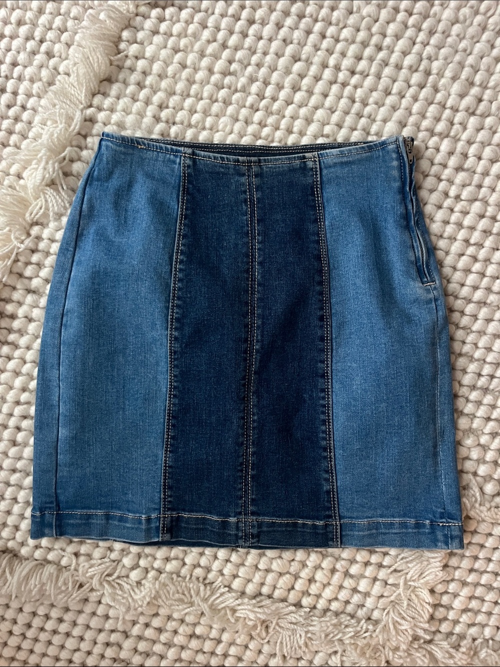 PacSun Two-Tone Blue Denim Mini Skirt
